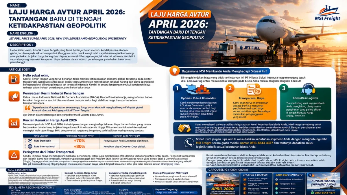 LAJU HARGA AVTUR APRIL 2026: TANTANGAN BARU DI TENGAH KETIDAKPASTIAN GEOPOLITIK